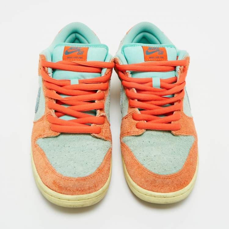 Pre Owned Nike Multicolor Suede SB Dunk Noise Aqua Low Top Sneakers Size 42.5