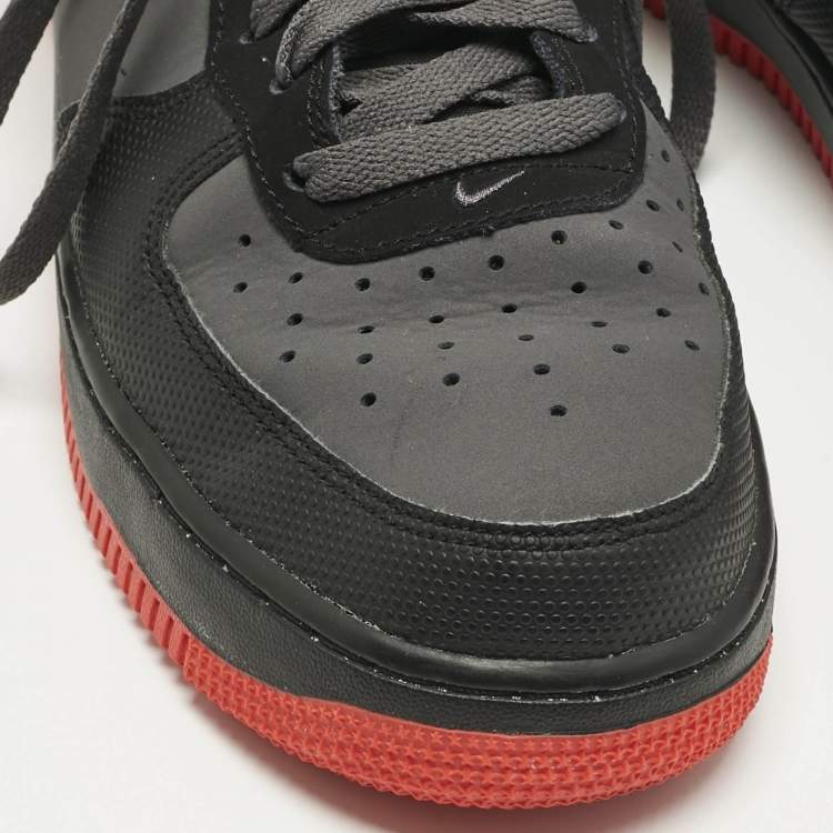 Pre Owned Nike Grey/Black Durabuck Leather Air Force 1 Mid Hot Lava Sneakers Size 42.5