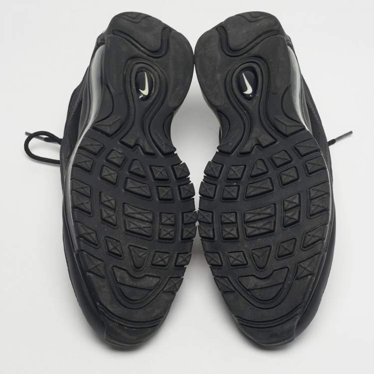 Pre Owned Nike Black Mesh and Leather Air Max 97 Triple Black Sneakers Size 45.5