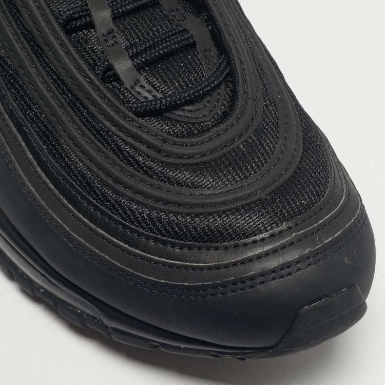 Pre Owned Nike Black Mesh and Leather Air Max 97 Triple Black Sneakers Size 45.5