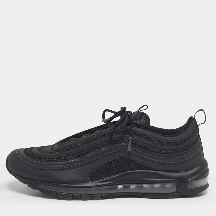 Pre Owned Nike Black Mesh and Leather Air Max 97 Triple Black Sneakers Size 45.5