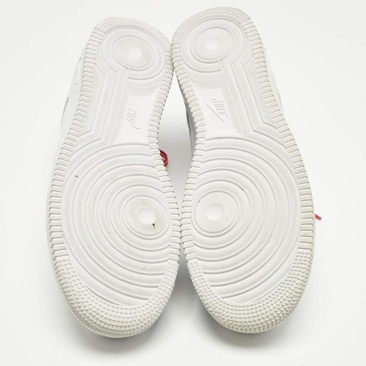 Pre Owned Nike x Supreme White Leather Air Force 1 Low Sneakers Size 45