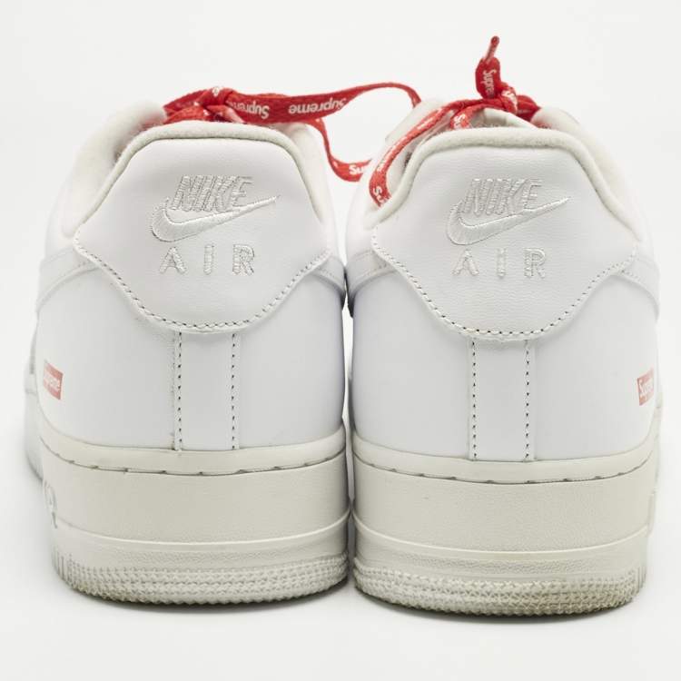 Pre Owned Nike x Supreme White Leather Air Force 1 Low Sneakers Size 45