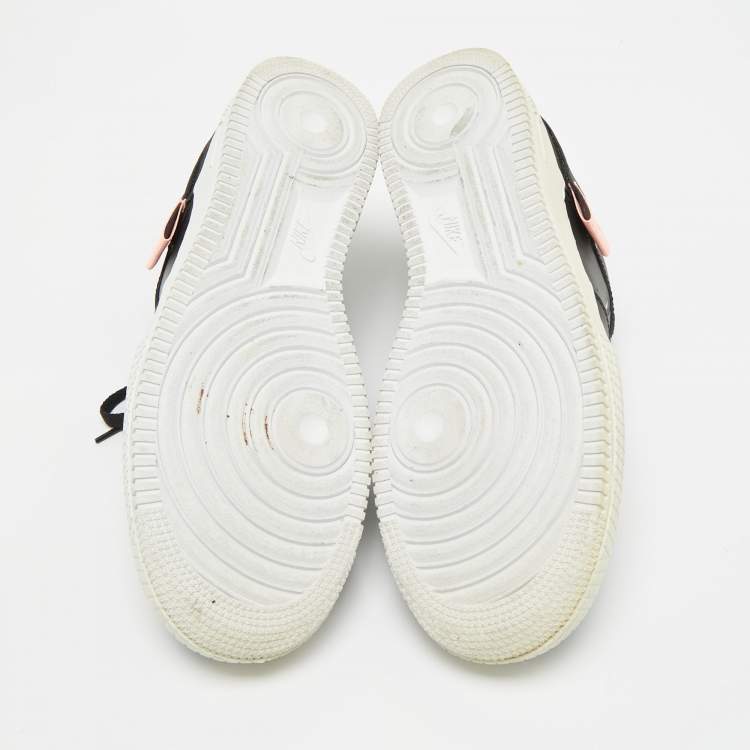 Pre Owned Nike Black/Beige Leather and Mesh Air Force 1 Type Sneakers Size 45.5