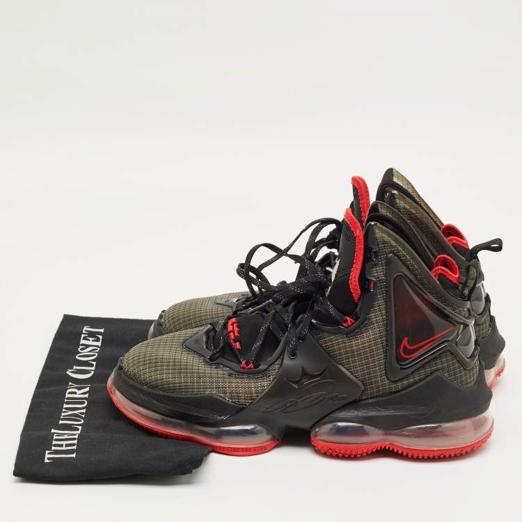 Pre Owned Nike Black Mesh and PVC Le bron 19 High Top Sneakers Size 40
