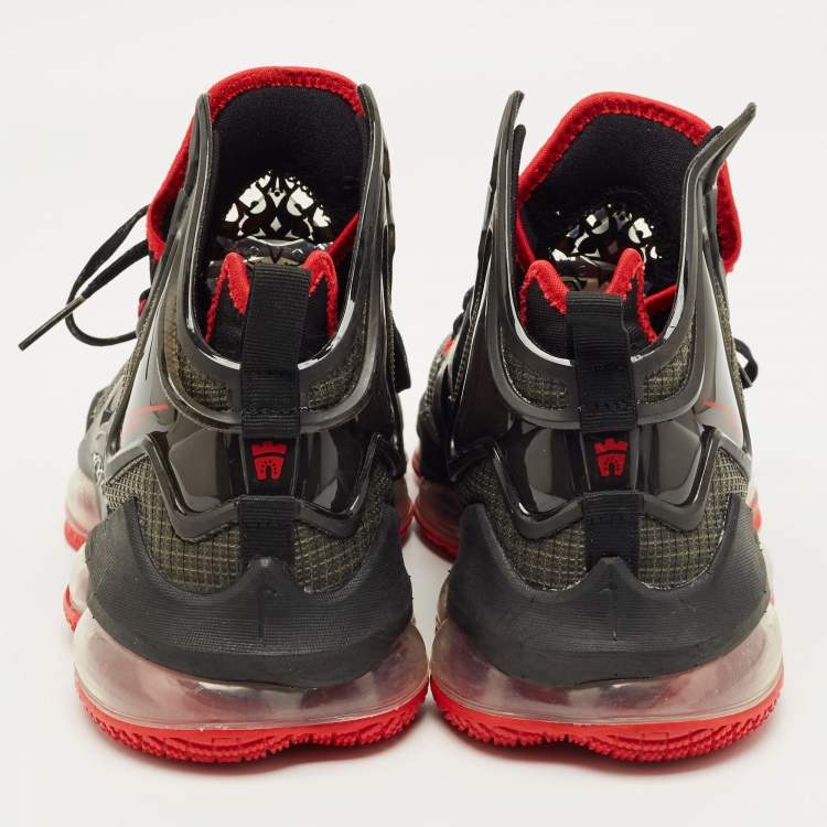 Pre Owned Nike Black Mesh and PVC Le bron 19 High Top Sneakers Size 40