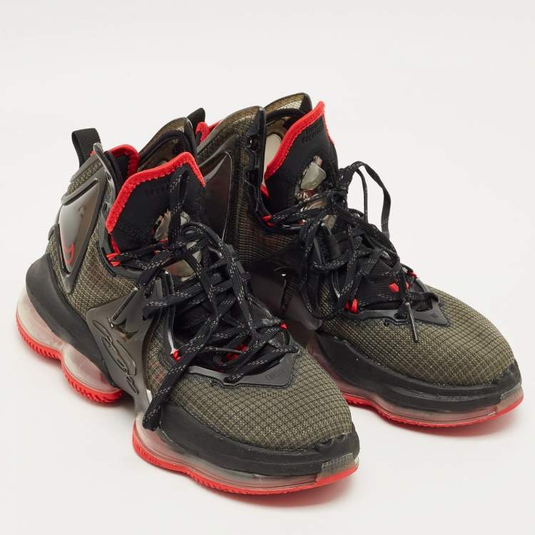 Pre Owned Nike Black Mesh and PVC Le bron 19 High Top Sneakers Size 40