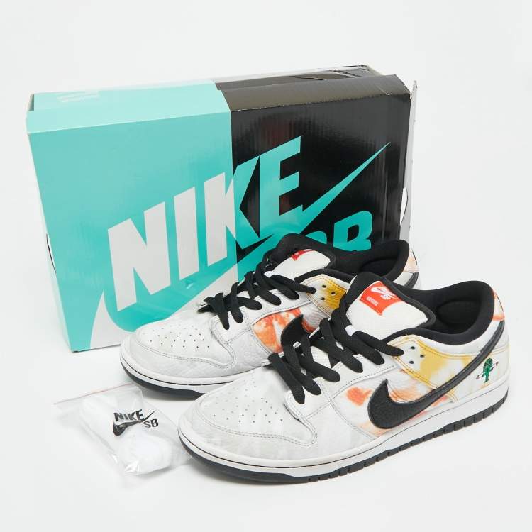 Pre Owned Nike Multicolor Leather SB Dunk Low Raygun Tie-Dye Sneakers Size 44.5
