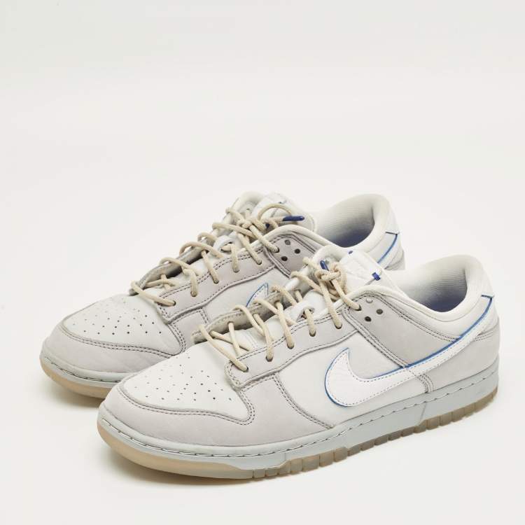 Pre Owned Nike Grey Nubuck Leather Dunk Low Wolf Grey Pure Platinum Sneakers Size 44.5