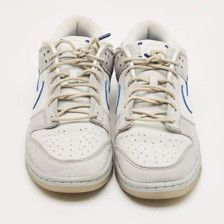 Pre Owned Nike Grey Nubuck Leather Dunk Low Wolf Grey Pure Platinum Sneakers Size 44.5