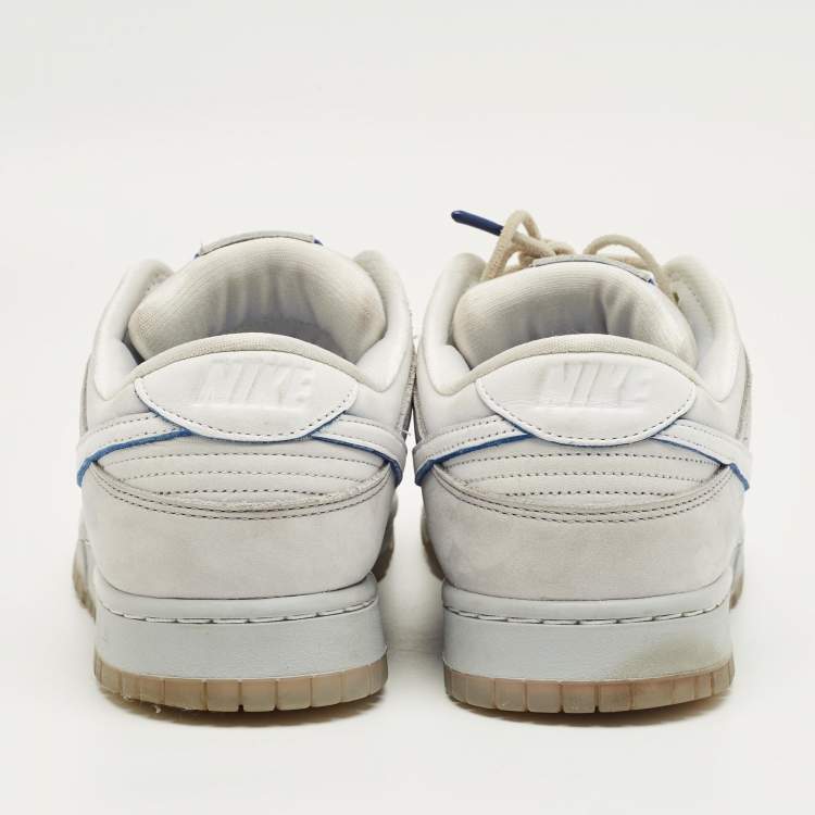 Pre Owned Nike Grey Nubuck Leather Dunk Low Wolf Grey Pure Platinum Sneakers Size 44.5