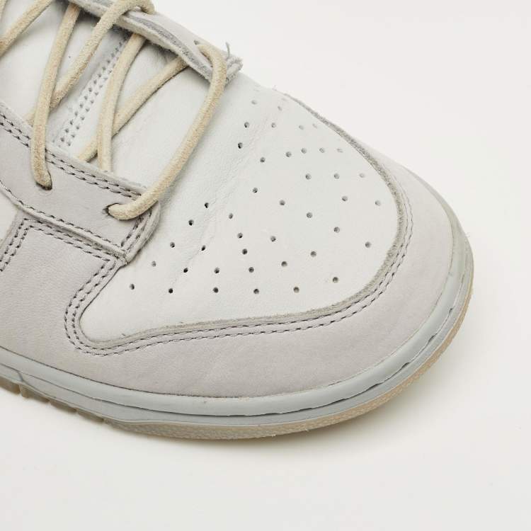 Pre Owned Nike Grey Nubuck Leather Dunk Low Wolf Grey Pure Platinum Sneakers Size 44.5
