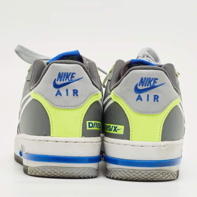 Pre Owned Nike Grey Leather and Canvas Air Force 1 React Wolf Grey Sneakers Size 44.5