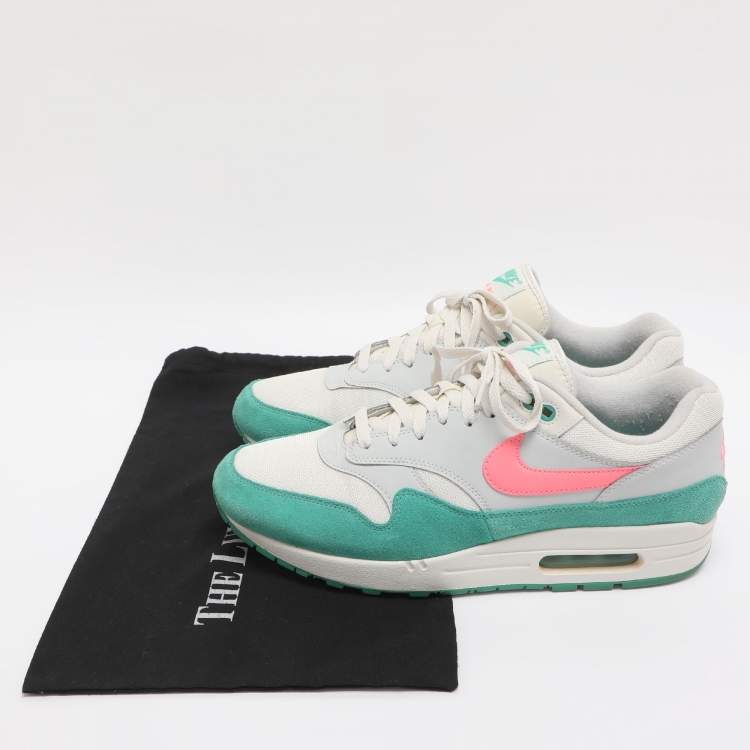 Pre Owned Nike Air Max 1 Watermelon Size 45 Green/White Mesh and Suede Low Top Sneakers