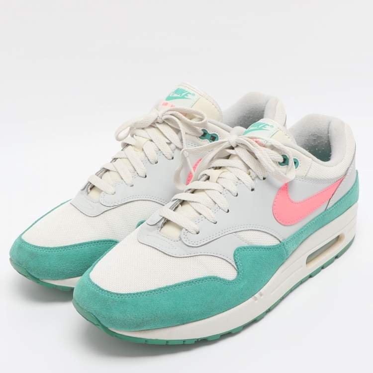 Pre Owned Nike Air Max 1 Watermelon Size 45 Green/White Mesh and Suede Low Top Sneakers