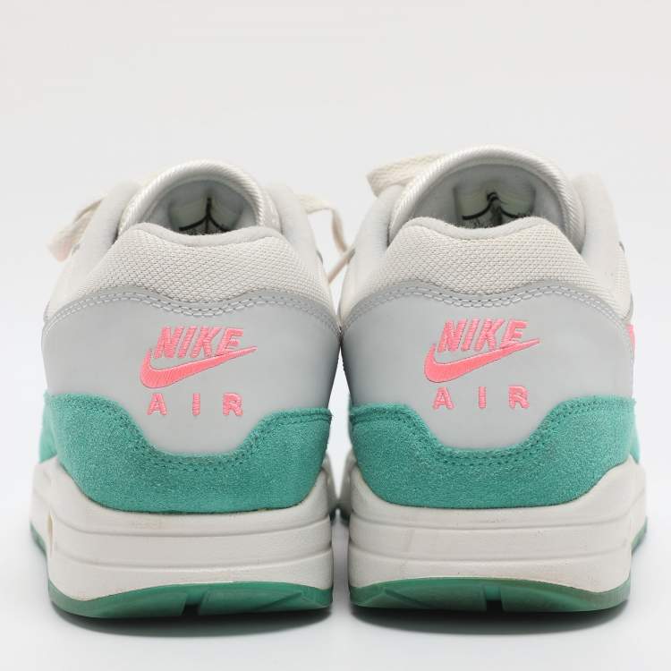 Pre Owned Nike Air Max 1 Watermelon Size 45 Green/White Mesh and Suede Low Top Sneakers