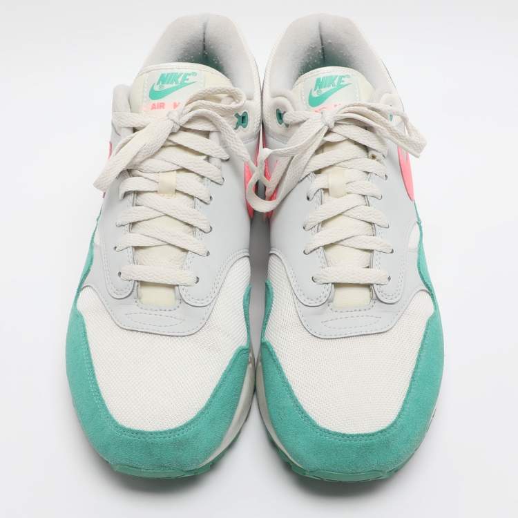 Pre Owned Nike Air Max 1 Watermelon Size 45 Green/White Mesh and Suede Low Top Sneakers