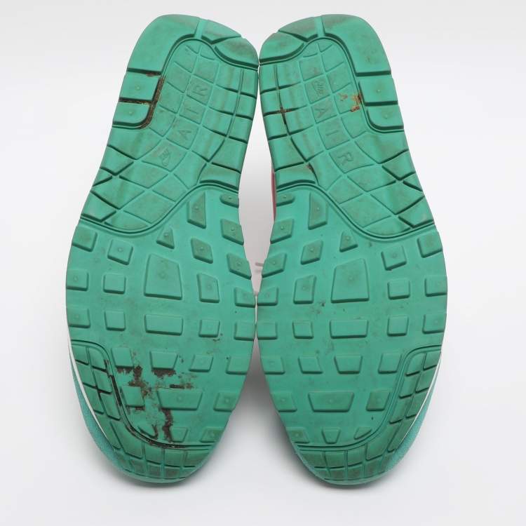 Pre Owned Nike Air Max 1 Watermelon Size 45 Green/White Mesh and Suede Low Top Sneakers