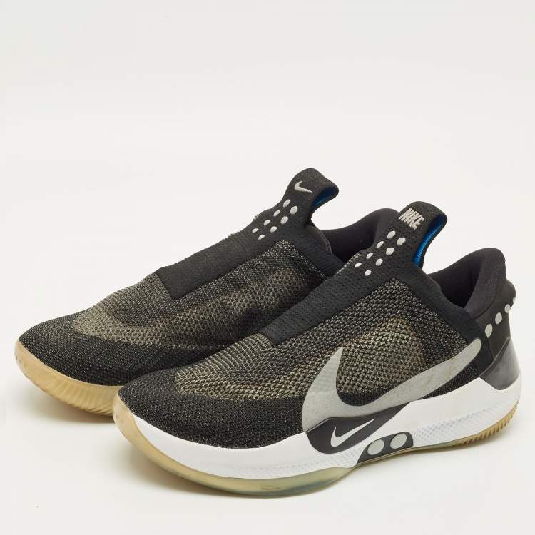 Pre Owned Nike Adapt BB Size 45.5 Black/Grey Mesh and Nubuck Leather Slip On Sneakers