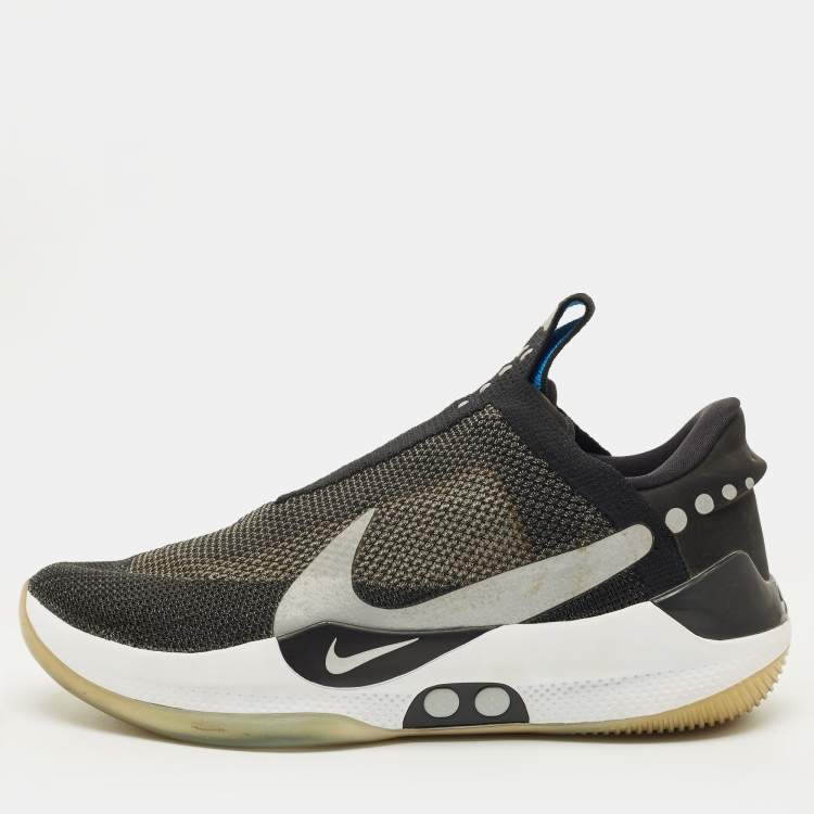 Pre Owned Nike Adapt BB Size 45.5 Black/Grey Mesh and Nubuck Leather Slip On Sneakers