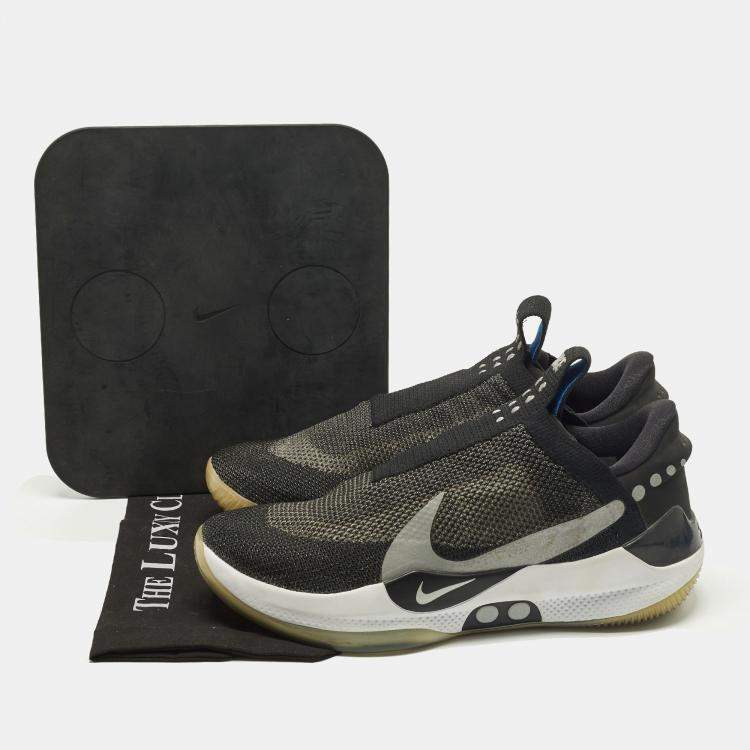 Pre Owned Nike Adapt BB Size 45.5 Black/Grey Mesh and Nubuck Leather Slip On Sneakers