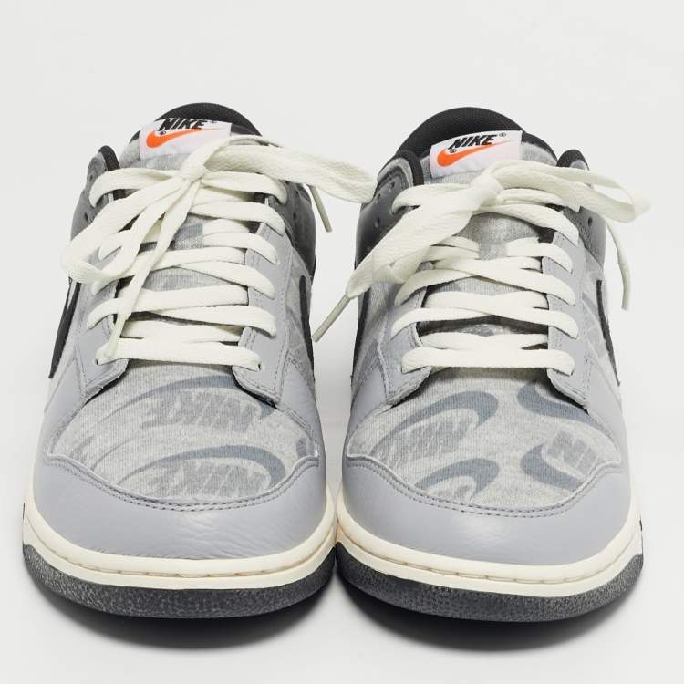 Pre Owned Nike Dunk SE Copy Paste Size 46 Grey Knit Fabric and Leather Low Top Sneakers