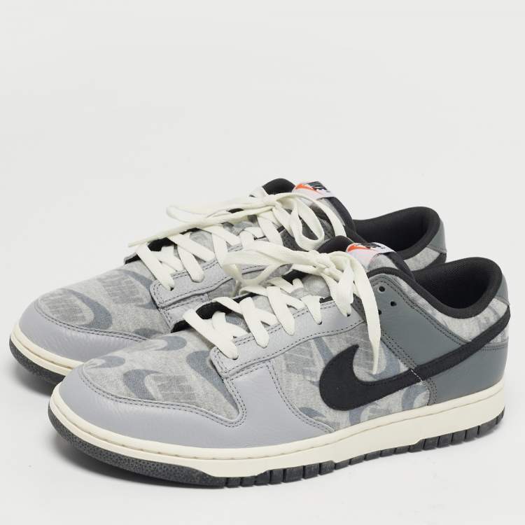 Pre Owned Nike Dunk SE Copy Paste Size 46 Grey Knit Fabric and Leather Low Top Sneakers