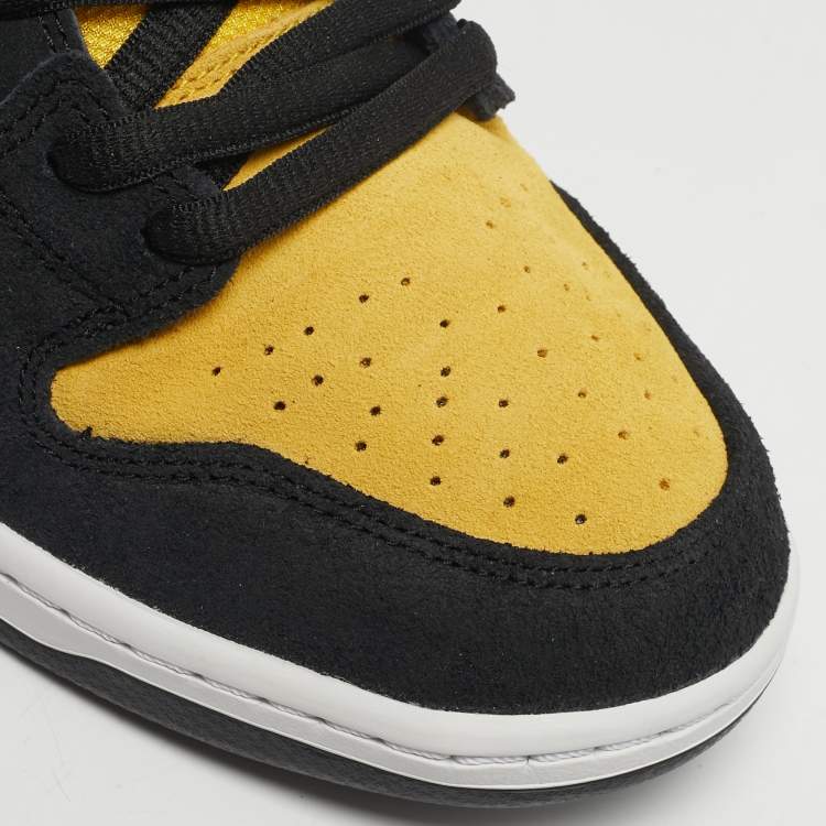 Pre Owned Nike SB Dunk Pro Reverse Goldenrod Size 45.5 Yellow/Black Nubuck Leather High Top Sneakers