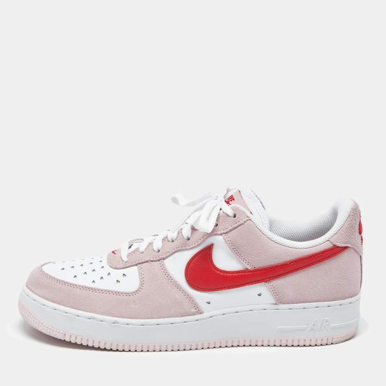 Pre Owned Nike Air Force 1 07 QS Valentine's Day Love Letter Size 45.5 Multicolor Leather and Suede Low Top Sneakers