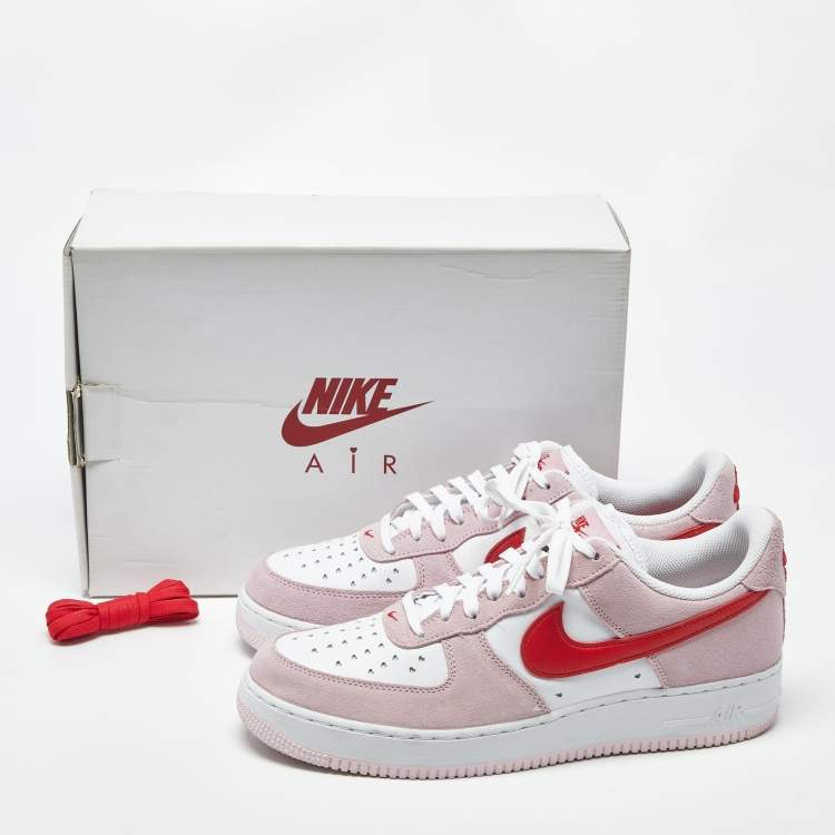 Pre Owned Nike Air Force 1 07 QS Valentine's Day Love Letter Size 45.5 Multicolor Leather and Suede Low Top Sneakers