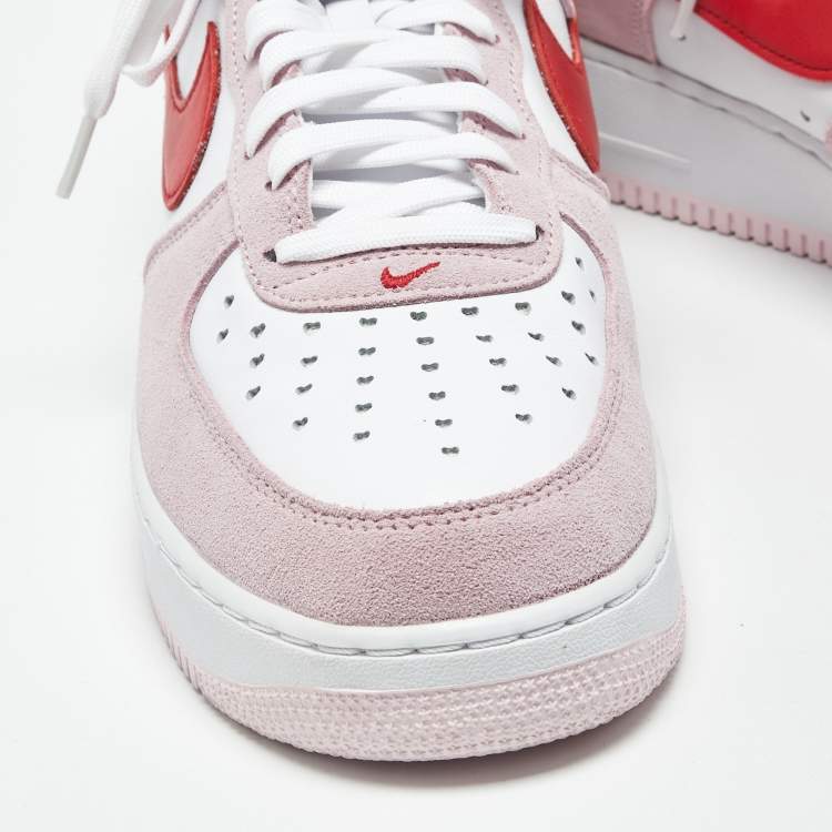 Pre Owned Nike Air Force 1 07 QS Valentine's Day Love Letter Size 45.5 Multicolor Leather and Suede Low Top Sneakers