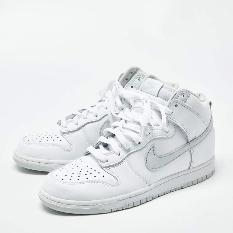 Pre Owned Nike Dunk SP Pure Platinum Size 42 White/Grey Leather High Top Sneakers