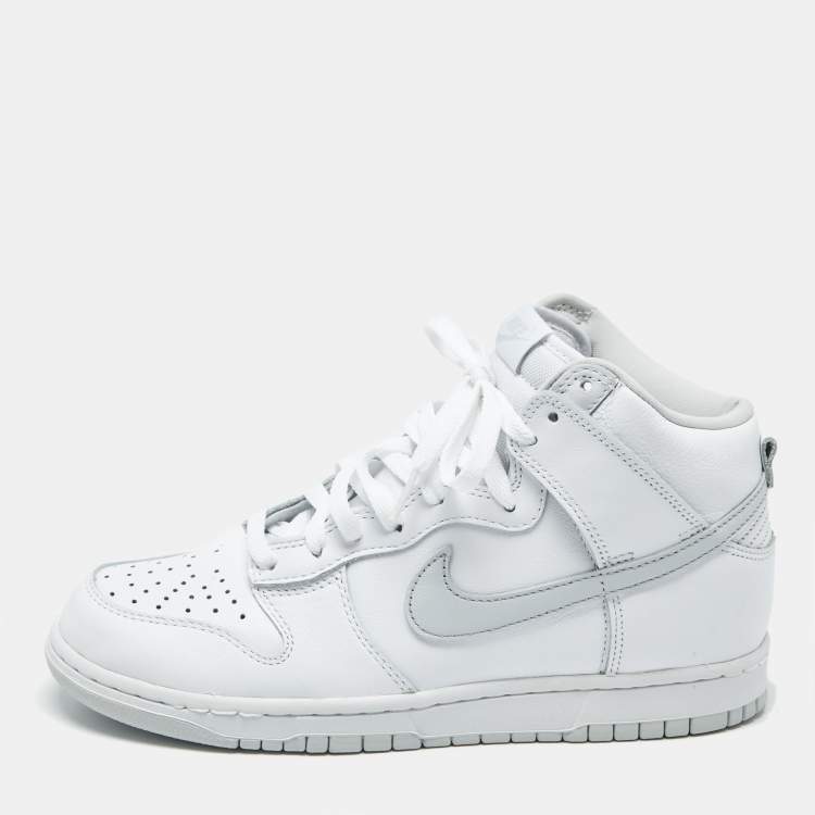 Pre Owned Nike Dunk SP Pure Platinum Size 42 White/Grey Leather High Top Sneakers