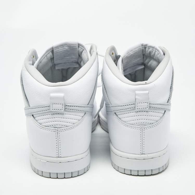 Pre Owned Nike Dunk SP Pure Platinum Size 42 White/Grey Leather High Top Sneakers
