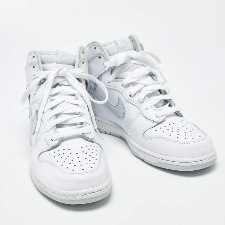 Pre Owned Nike Dunk SP Pure Platinum Size 42 White/Grey Leather High Top Sneakers
