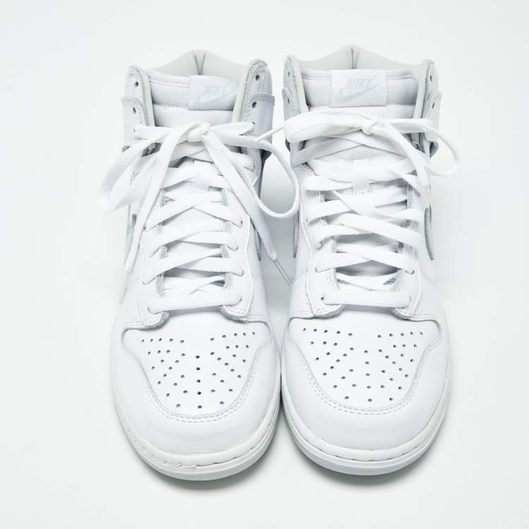 Pre Owned Nike Dunk SP Pure Platinum Size 42 White/Grey Leather High Top Sneakers