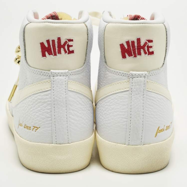 Pre Owned Nike Blazer Mid sacai Size 45 Cream/White Leather High Top Sneakers