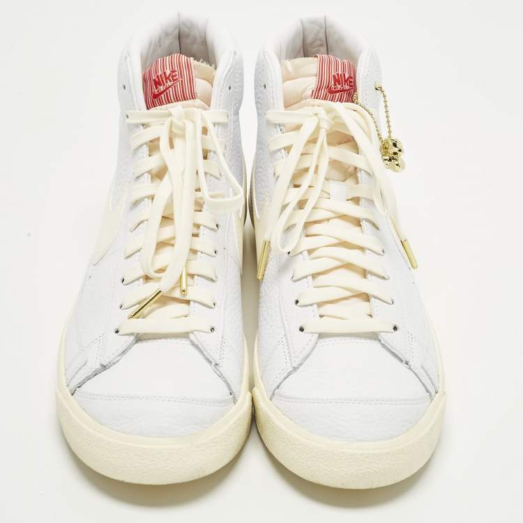 Pre Owned Nike Blazer Mid sacai Size 45 Cream/White Leather High Top Sneakers