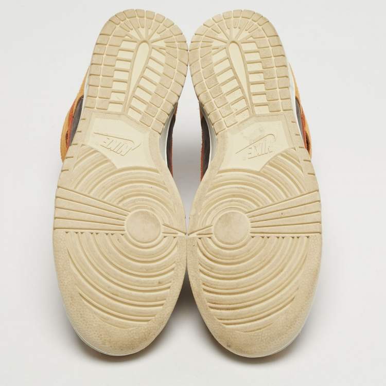 Pre Owned Nike Dunk HI Retro PRM Size 45 Brown/Grey Suede High Top Sneakers