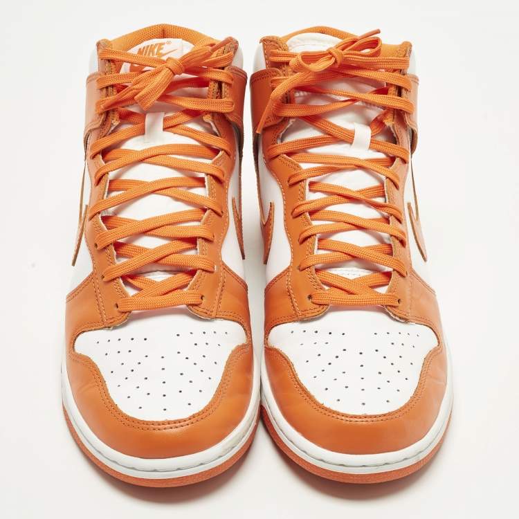 Pre Owned Nike Dunk High Syracuse Size 45 Orange/White Leather High Top Sneakers