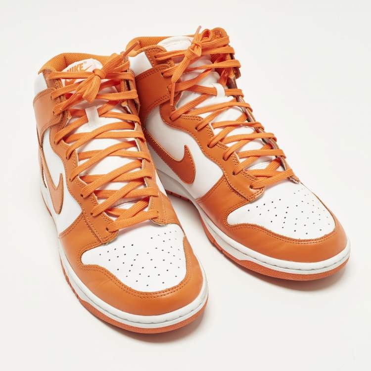 Pre Owned Nike Dunk High Syracuse Size 45 Orange/White Leather High Top Sneakers