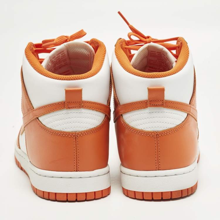 Pre Owned Nike Dunk High Syracuse Size 45 Orange/White Leather High Top Sneakers