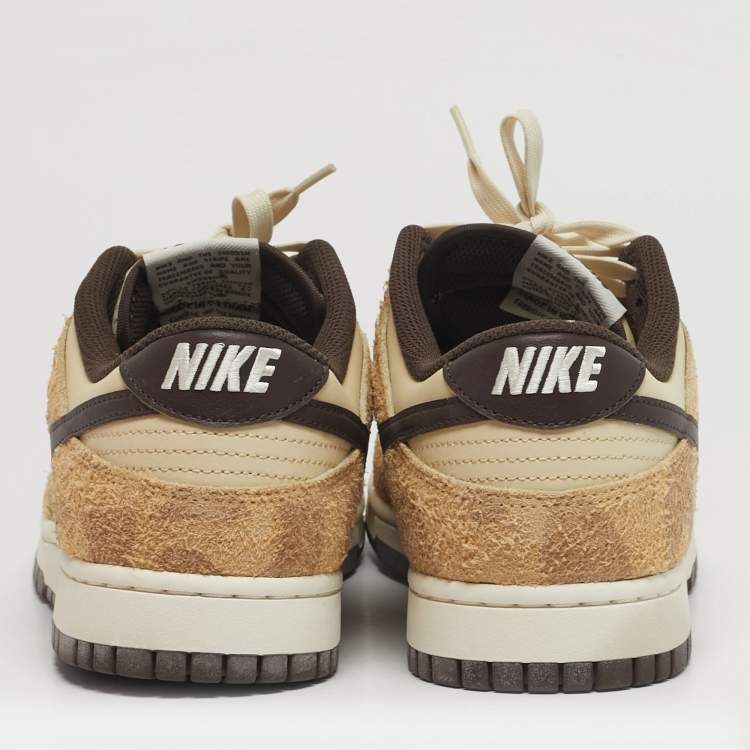 Pre Owned Nike Dunk Low Retro PRM Animal Pack Giraffe Cheetah Size 45 Cream Leather and Suede Sneakers