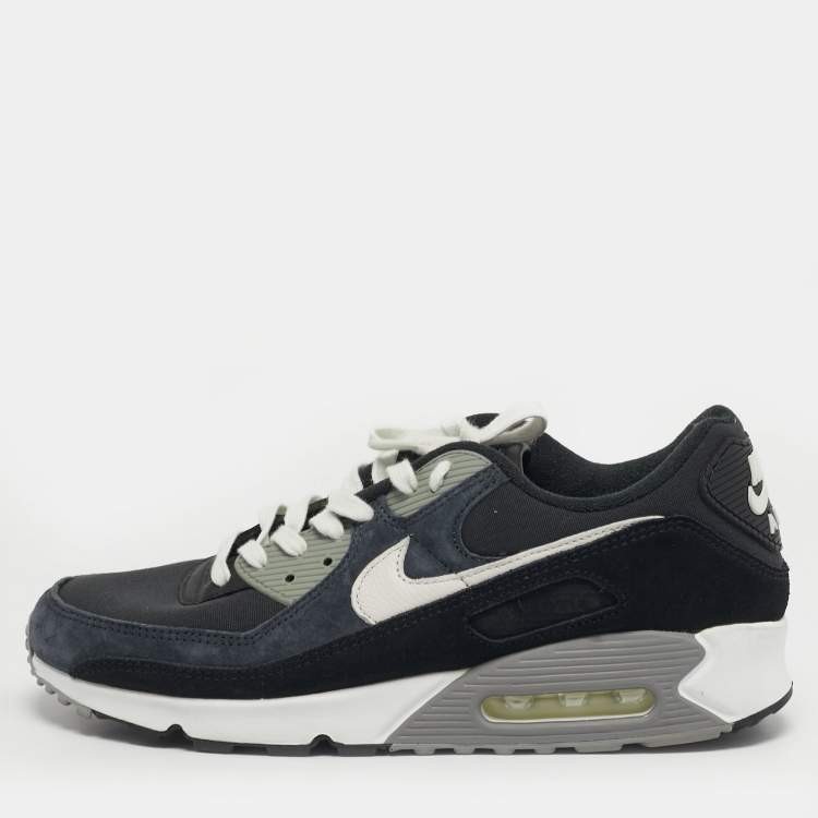 Pre Owned Nike Air Max 90 PRM Off Noir Size 45 Multicolor Suede and Canvas Low Top Sneakers