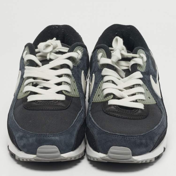 Pre Owned Nike Air Max 90 PRM Off Noir Size 45 Multicolor Suede and Canvas Low Top Sneakers