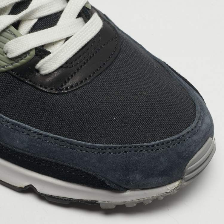 Pre Owned Nike Air Max 90 PRM Off Noir Size 45 Multicolor Suede and Canvas Low Top Sneakers