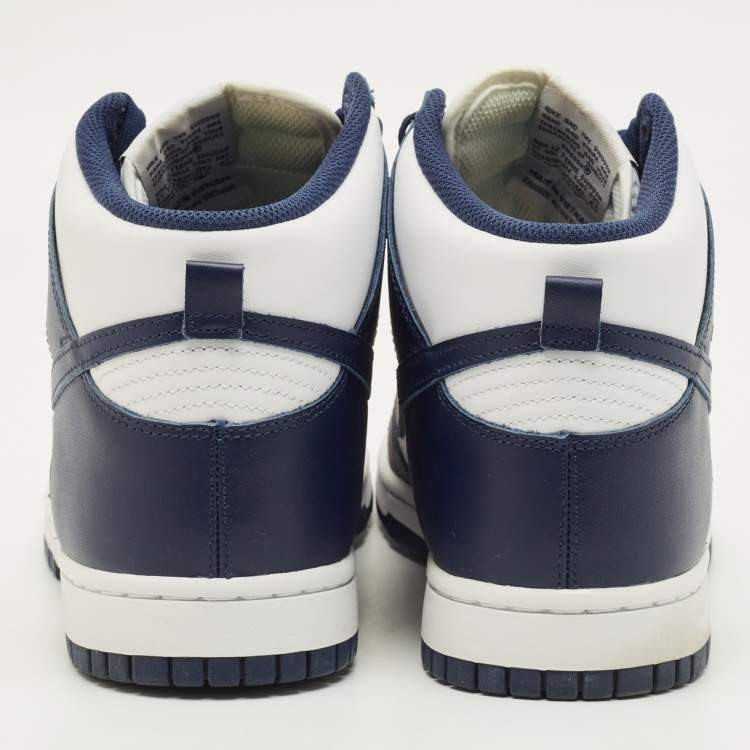 Pre Owned Nike Dunk Championship Navy Size 45 Navy Blue/White Leather High Top Sneakers