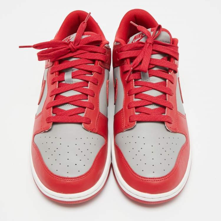 Pre Owned Nike Dunk Retro UNLV Size 45.5 Red/Grey Leather Low Top Sneakers