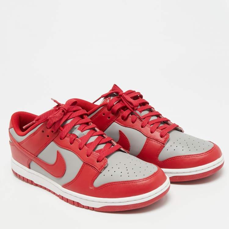 Pre Owned Nike Dunk Retro UNLV Size 45.5 Red/Grey Leather Low Top Sneakers