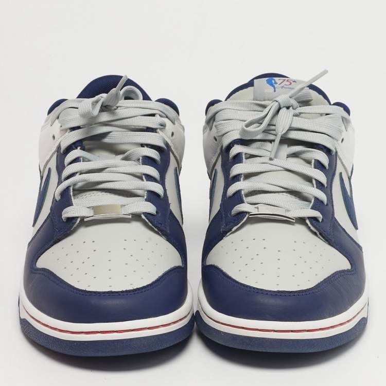 Pre Owned Nike Dunk EMB NBA 75th Anniversary Brooklyn Nets Size 45 Multicolor Leather Low Top Sneakers